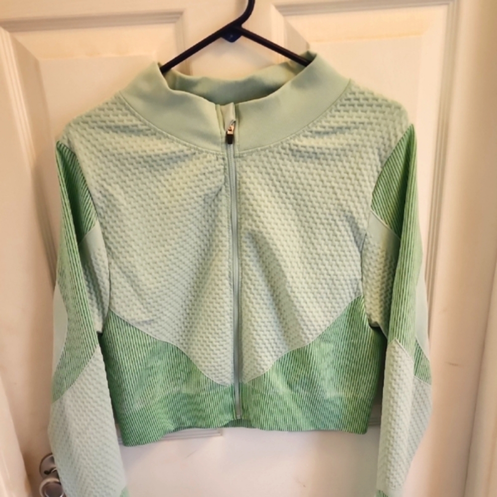 EUC Mint Green Textured Track Jacket